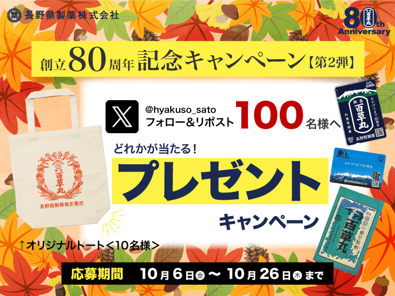 おかげさまで創立80周年プレゼントキャンペーン