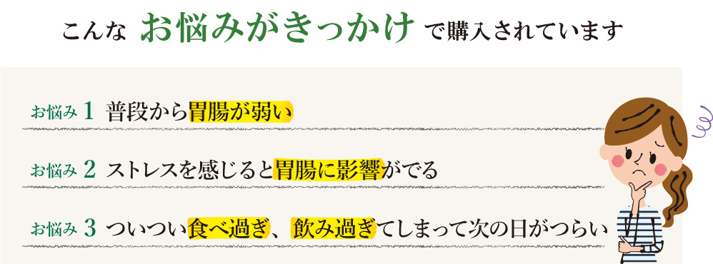 こんなお悩みがきっかけで百草薬は購入されております